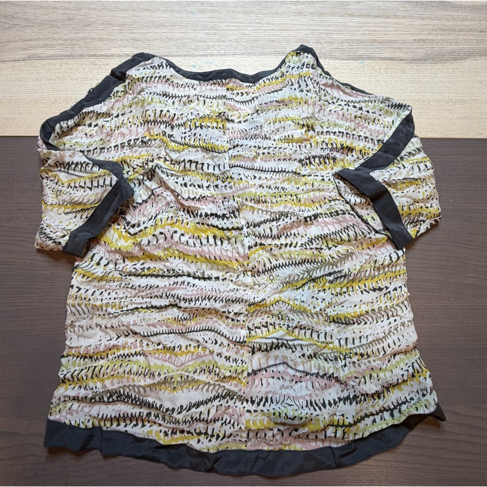 Michael Stars Blouse Women XS Silk multi color quarter sleeve flowy - Picture 7 of 8